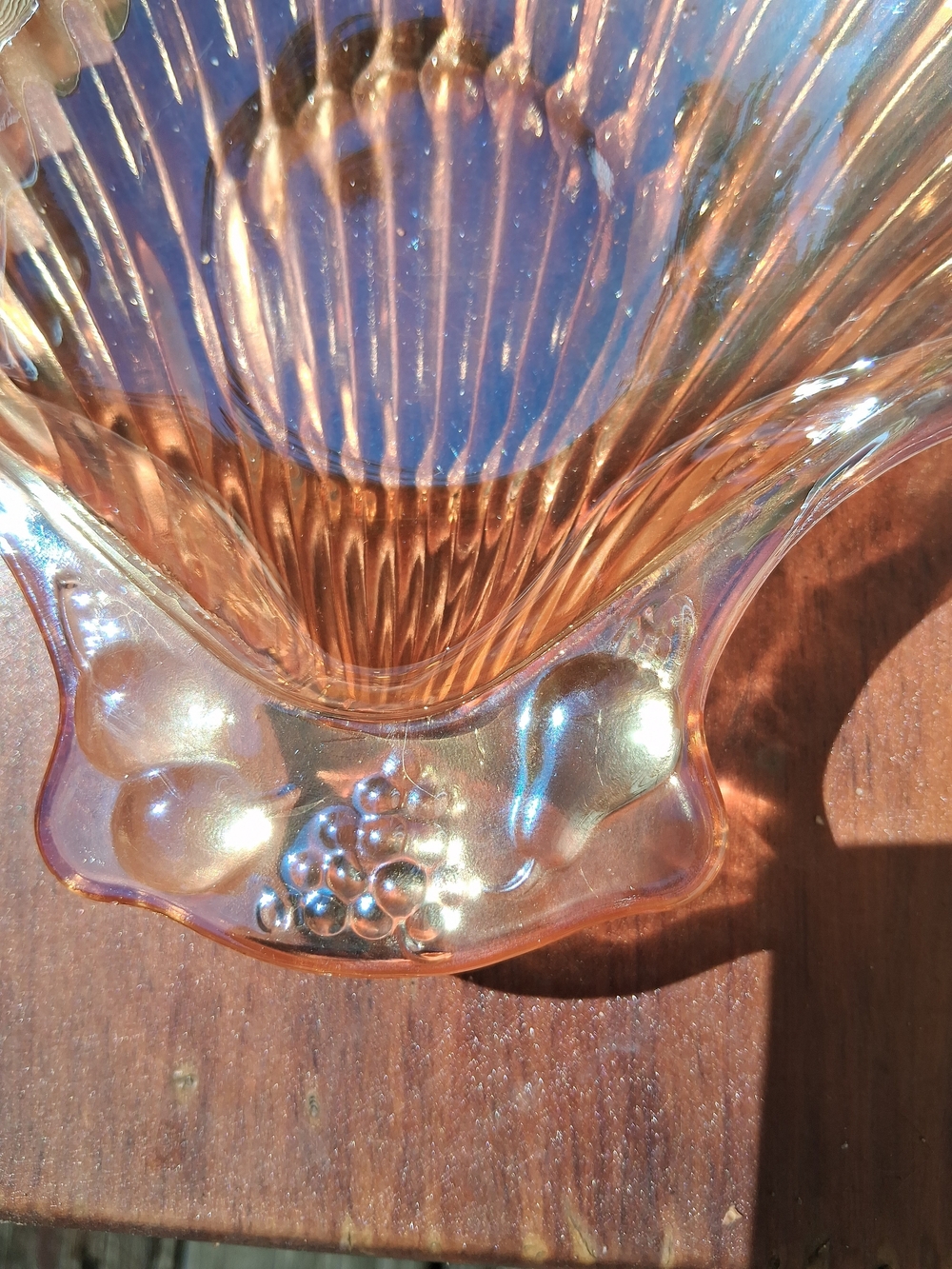 Vintage Marigold Iridescent Carnival Glass Scallop Shell Trinket Dish - Picture 2 of 9
